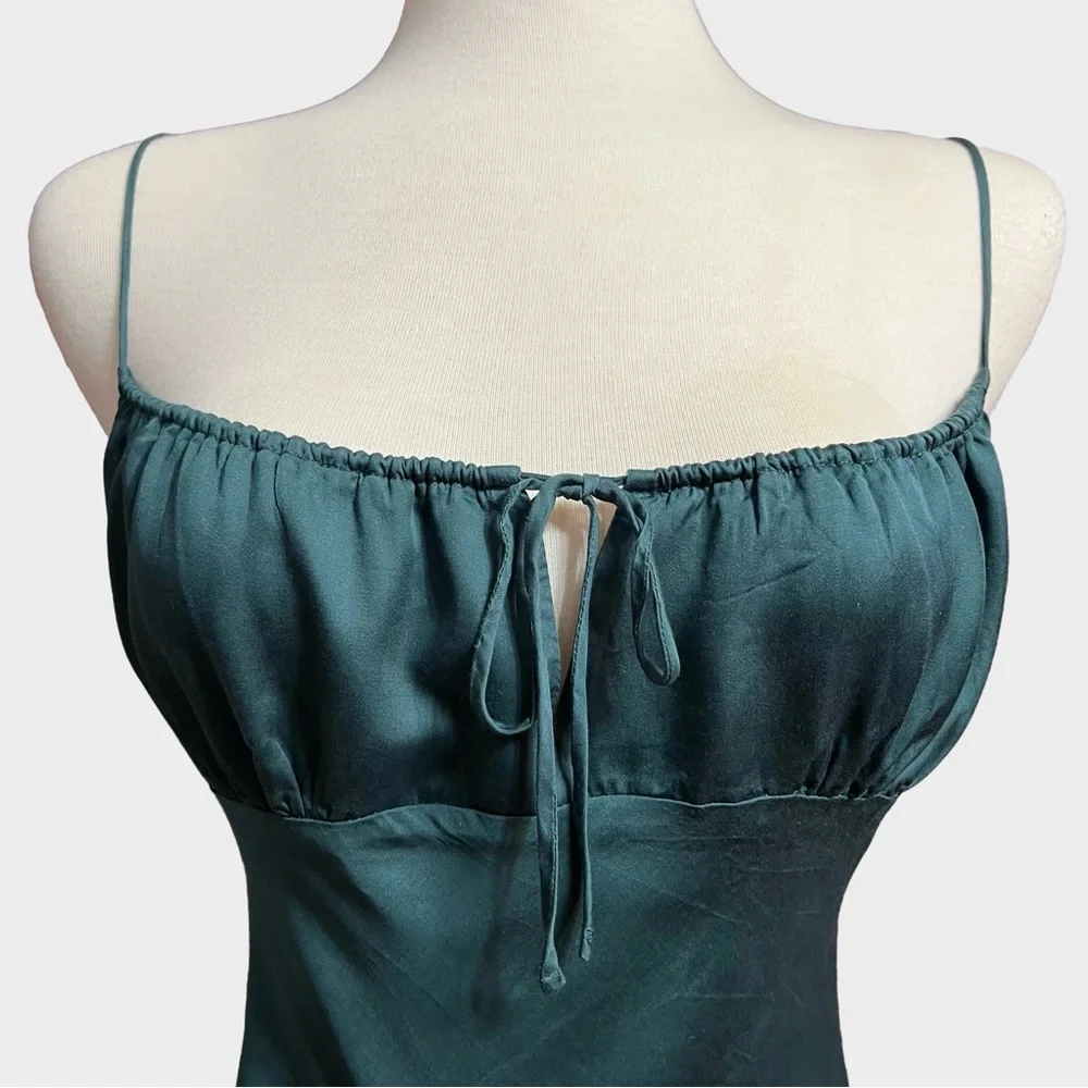 PINK Victoria’s Secret TENCEL™ Slip Mini Dress | Y2K Emerald Green S-M - Picture 4 of 10